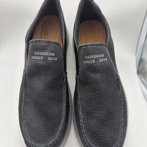 men’s casual loafers fabric breathable non slip slip Flat Black Size 13